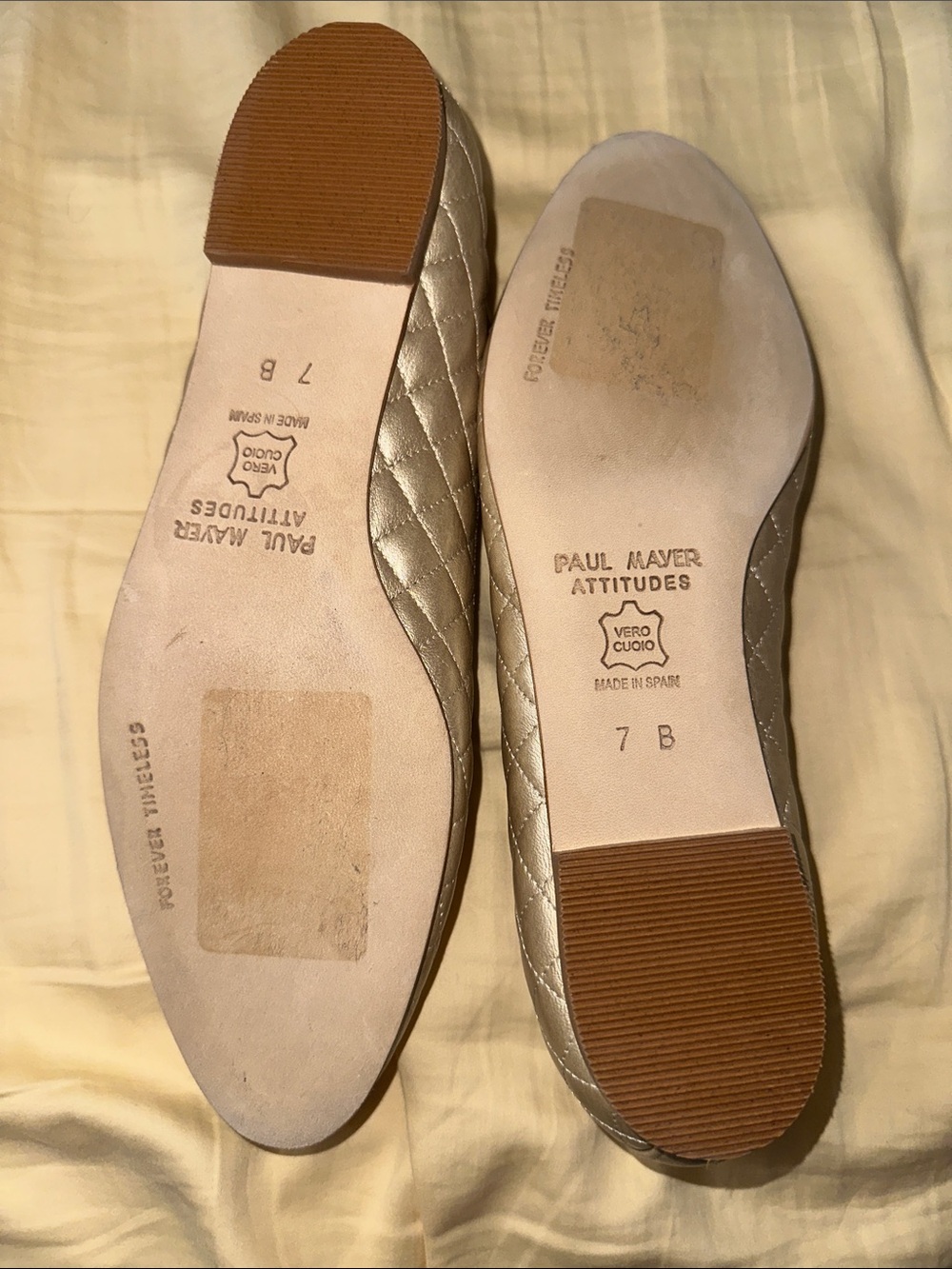 Paul Mayers Attitudes Lido Quilted Metallic Ballet Flats - Gold - Picture 12 of 12
